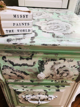 Load image into Gallery viewer, White hand painted wooden vanity with floral accents (Furniture)
